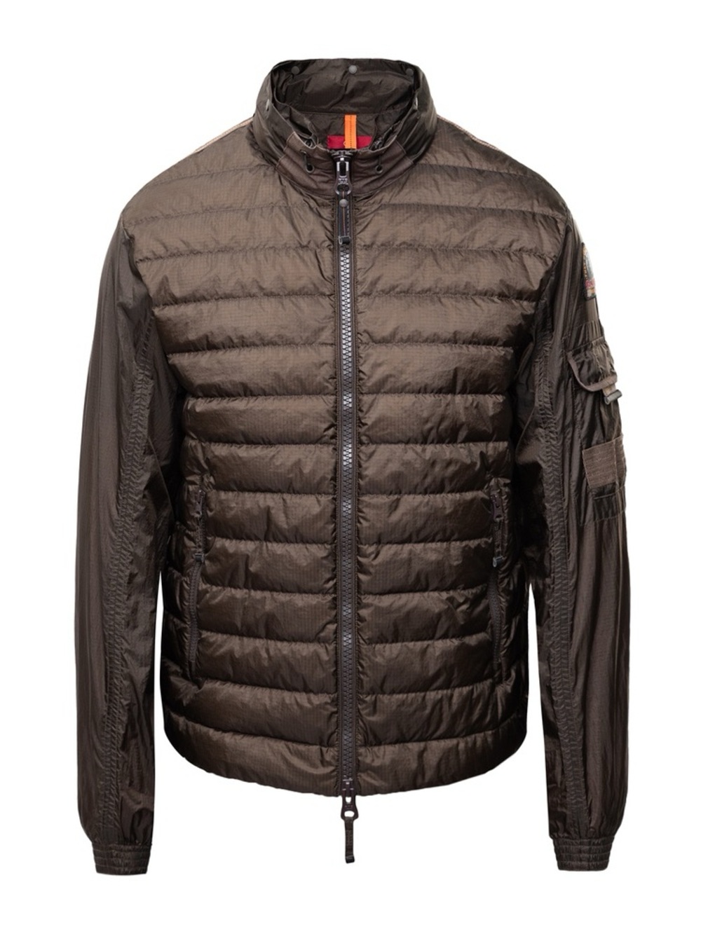Parajumpers Men’s L Lightweight Hooded Hybrid Down Jacket Full Zip Olive Brown